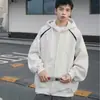 Sudadera con capucha de color block, abertura frontal, estilo retro, marca de moda 2026, unisex, corte holgado y casual, adecuada para primavera y otoño