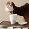 Caja de regalo de juego de té kung fu de porcelana blanca, tetera para uso doméstico, gaiwan, taza de té, regalo empresarial de cerámica