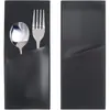Set de cuchillo y tenedor de 2 piezas estilo vintage en cuero PU negro, bolsa de almacenamiento de cubertería estilo occidental, decoración para cocina y mesa de comedor