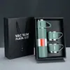 Juego de Taza Térmica para Regalo Transfronterizo Portátil de Una Taza con Tres Tapas de Acero Inoxidable Caja de Regalo de Gama Alta Taza Recta Venta al por Mayor