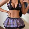 Amazon Transfronterizo Nuevo Comercio Exterior Suministro Lencería Sexy Falda Corta con Liguero Conjunto de Dos Piezas para Mujer Venta al por Mayor de Fábrica