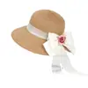Sombrero de Paja Floral Estilo Vacaciones para Mujer, Protección Solar Estilo Pastoral, Protección UV para Viajes a la Playa, Sombrero de Playa que Afina el Rostro