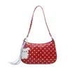 Bolsa feminina de verniz brilhante com bolinhas de nicho, nova moda 2026, bolsa transversal versátil, bolsa de ombro e sob o braço super popular