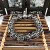 S999 Plata de Ley 990 Pulsera de Plata Esterlina Retro Pulsera Mantra de Seis Caracteres Pulsera de Moda Accesorios DIY Tejido