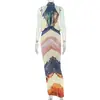 Vestido de verano bodycon de alta gama estilo europeo y americano, con bloques de color, cuello halter alto, largo, para salir