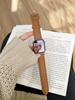 Compatible con la correa de Apple Watch iwatch345678SE, correa de muñeca S910 con patrón de lichi y correa de piel de cordero Starlight.