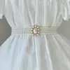 Cinturón de Cadena con Perlas para Mujer, Accesorio Decorativo Versátil de Gama Alta Estilo Chanel para Vestidos, Delgado Accesorio de Cadena Blanca para la Cintura