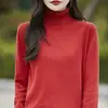 Estilo outono de 2026, novo, transfronteiriço, puro algodão, gola alta, cor sólida, pulôver solto, blusa base elegante, top de tricô