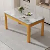 Mesa de jantar em pedra sinterizada italiana com conjunto de mesa e cadeiras de jantar em imitação de madeira maciça, mesa de jantar retangular moderna minimalista para apartamento pequeno