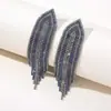 Brincos de Corrente Longa com Garras Exageradas Elegantes de Prata S925 com Strass para Mulheres Brincos com Franjas de Diamante Colorido Europeus e Americanos Brincos da Moda