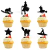 Decoraciones para Pasteles de Halloween Calabaza Murciélago Inserts para Hornear Pasteles Decoraciones para Pasteles de Fiesta de Cumpleaños Banderitas de Paja
