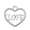 Set Mixto de 20 Accesorios para Joyería DIY de Aleación Plateada Brillante: Etiquetas en Forma de Corazón, Dijes para Pulseras, Colgantes para Collares de Amor y Adornos Colgantes