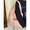 Bolsa de Lona con Estampado de Letras Nicho Corea del Sur para Mujer 2025 Nueva Gran Capacidad Estilo Perezoso Bolso de Hombro Tote para Viajes Cotidianos
