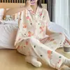Pijama Feminino Verão Nova Chegada Algodão Bolha Tecido Amassado Estilo Princesa Fofo Manga Curta Fino Conjunto para Casa