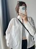 24 otoño nuevo dobladillo bordado de mariposas silueta corta temperamento corto algodón manga larga camisa