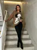 Suéter feminino moderno e versátil, novo estilo outono 2026, com design de cachorro em patchwork, tricô de manga longa espesso, moda feminina tendência