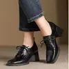 Zapatos pequeños de cuero estilo británico, zapatos planos cómodos para mujer, Novedades Otoño 2026, zapatos de mujer, mocasines con cordones, tacones de plataforma gruesa
