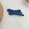 Pinza de Plátano con Lazo de Mezclilla para Mujer Pinza de Garra para Cola de Caballo Alta Pasador para la Parte Posterior de la Cabeza Pinza Retorcida Pinza Vertical Pasador Accesorios para el Cabello de Alta Gama