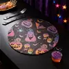 Jogo Americano Halloween Estilo Ins Transfronteiriço Redondo Adereços para Fotos Montanha-russa Retro para Mesa de Jantar Decoração com Isolamento Térmico Personalização de Abóbora