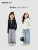 Roupas Infantis Camiseta de Manga Longa para Meninas 2026 Primavera Novo Estilo Tops Estilosos para Crianças Roupas Casuais com Capuz para Crianças Maiores Primavera e Outono