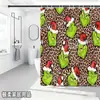Bestseller transfronterizo de Amazon: Cortina de ducha verde del Grinch, cortina de ducha impermeable de pongee con estampado digital de dibujos animados