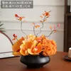 Mesa de centro floral simulada de lujo de alta gama, mesa de comedor para sala de estar, adornos de flores artificiales, jarrón geométrico creativo, decoración de hotel, arreglo floral