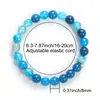 Pulsera Popular Transfronteriza Temu Shein Tk Ágata Rayado Azul Profundo Pulsera de Cordón Elástico de 8 mm Fabricante Venta al por Mayor