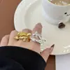 Anillo de Metal de Alta Gama con Sentido Francés, Pez Koi Chino Nuevo, Anillo Abierto Ins, Moda Vintage, Anillo Apilable para Mujeres
