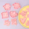Serie del Día de la Madre Moldes para Galletas Te Quiero Mamá Moldes para Galletas de Dibujos Animados 3D Arcilla DIY Galletas Impresas Realistas