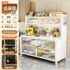 Gabinete de almacenamiento para cocina, aparador de acero con panel de roca, mesa multifuncional para alimentar bebés, gabinete de almacenamiento para microondas, armario de almacenamiento