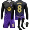 2627 Camiseta de fútbol de manga larga de visitante del nuevo Barcelona de Rodri, negra y morada, número 10, Yamal, Messi