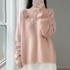 Nuevo Suéter de Punto de Lana Pura Bordado Hueco Otoño/Invierno 26 para Mujer, Suéter Holgado de Cachemira sin Hombros