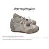 Aumento de Altura Interior de 6.0 cm ~ Zapatos Mary Jane Retro de Ballet para Mujer Verano 2026 Nuevos Zapatos Casuales de Cuero Genuino de Boca Baja