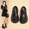 Sandalias retro slip-on de plataforma gruesa para aumentar la altura para mujer, colección de otoño 2026 a la moda, mocasines de tacón grueso estilo británico con detalles de hebilla