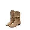 Botas altas de tacón grueso extremadamente elegantes de color caqui con tacón de plataforma para mujer, nuevas botas cortas de otoño 2026 más vendidas, botas de media caña estilo Martin