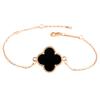 Pulsera de trébol de plata esterlina s925 para mujer, ágata negra, moda clásica en línea, accesorios de celebridades, pulsera que combina con todo, gran sentido