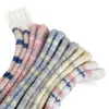Calcetines de coral para mujer, calcetines de felpa que no sueltan pelusa, de longitud media hasta la pantorrilla, calcetines para dormir, otoño e invierno, engrosados, cálidos, resistentes al frío, a rayas, calcetines postparto
