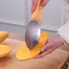 Cuchillo Especial para Cortar Mango, Rebanador de Sandía de Acero Inoxidable, Herramienta para Cortar en Cubos, Herramienta para Pelar, Pelador de Mango, Gadget Rebanador
