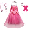 Amazon nuevo vestido de princesa Aurora para niñas, vestido de Halloween, manga larga, malla, vestido esponjoso