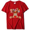 2021 ins Tendencia Transfronterizo Venta al por mayor Camiseta de Manga Corta para Mujer con Estampado de Ciervo Navideño Suéter Holgado de Manga Corta