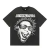 Hermosa Moda Hell Star Ins Mismo Estilo Vintage Estampado Top para Hombre y Mujer Casual a la Moda Algodón Puro Lavable Camiseta de Manga Corta