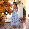 Vestido de Verão Casual com Gola Flor e Alça para Praia e Férias no Havaí para Mulheres Europeias e Americanas da Amazon, Transfronteiriço, com Lintercloth