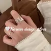 Diseño Nicho Coreano Joyería Minimalista de Plata Anillo de Plata de Ley S925 con Diseño Hueco de Gota de Agua Empalmada con Diseño Único y Estilo Versátil
