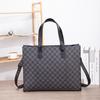 Bolsa Tote Masculina de Grande Capacidade Estilo Coreano Bolsa Masculina Bolsa de Ombro Xadrez Horizontal Bolsa para Documentos Maleta Casual para Negócios