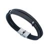 Pulsera deportiva de acero inoxidable y cuero PU para hombre, joyería transfronteriza de Amazon, estilo europeo y americano, de moda, de titanio y acero.