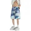 DK003 Calças de Cinco Pontos de Verão Shorts com Cordão Degradê Colorido Estampado Multicanal Soltos Casuais Moda Calças de Praia