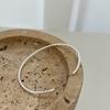 Pulsera de cuerpo entero de Corea del Sur en plata de ley 925 con diseño de nicho simple, fina textura de lámina de estaño, abierta, para mujer