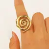 Amazon Transfronterizo Estilo Ins Japonés y Coreano Nicho Ola de Agua Anillo Hidráulico Abierto de Acero de Titanio Color Contrastante Anillo en Vivo Joyería