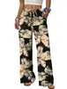Pantalones Anchos para Mujer con Cordón Elástico en la Cintura y Bolsillos, Ropa de Playa para Vacaciones de Verano, Pantalones Anchos de Vacaciones