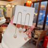 Pendientes de plata 925 con diseño de aguja TikTok y perlas de diamantes, elegantes y largos con borlas que combinan con todo, pendientes de alta gama para mujer.